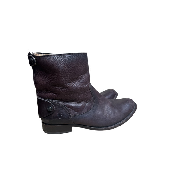 FRYE Brown Leather Button Back Zip Short Ankle Bootie Brown 8.5 B - Picture 4 of 16